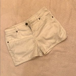 White jean shorts